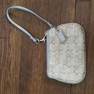 Coach wristlet, authentic. Silver grey